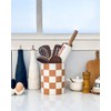 Swkien Utensil Holder，7.2 Inch Checkered Utensil Holder, Ceramic Cooking Utensil