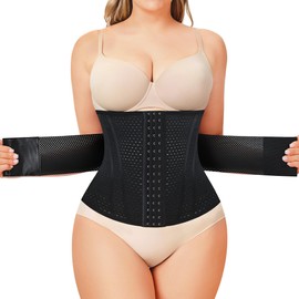Ursexyly Waist Trainer for Women Tummy Control Shapewear Body Shaper Cincher Corset Workout Girdle C-Section Support Belt Black