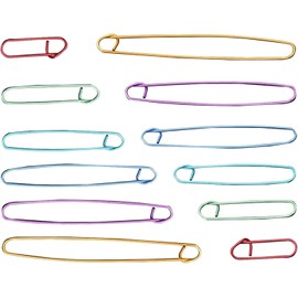 12Pcs Stitch Holders for Knitting - Colorful Metal Safety Pin-Shaped Knitting Stitch Holders - Practical Knitting Accessories for Crochet, Blankets, Scarves, Quilting, Sewing and DIY Projects