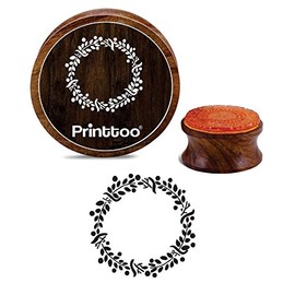 Printtoo Flower Wreath Round Crafting Wooden Rubber Stamp Scrap-Booking Stamps-3 Inch