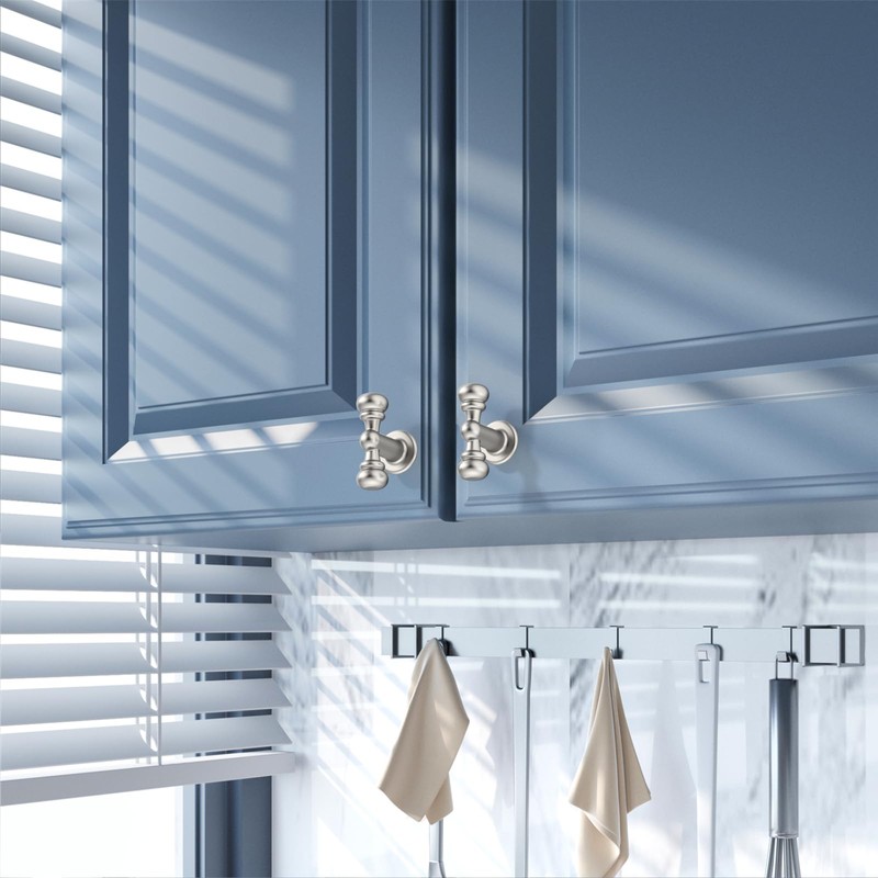 Amerdeco 10 Pack Brushed Satin Nickel Cabinet Knobs Single Hole