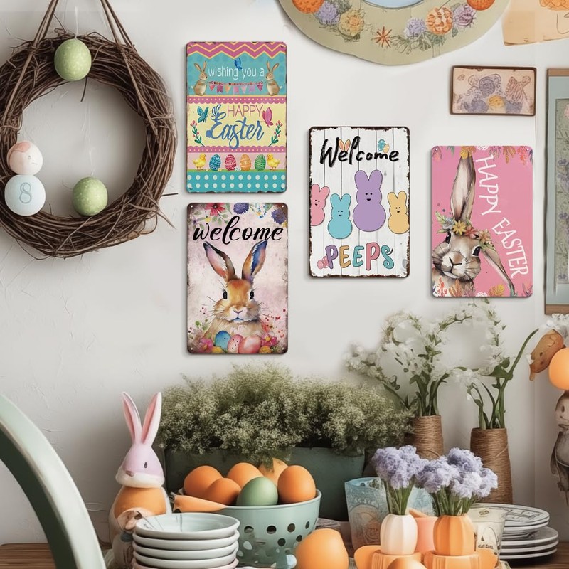 Happy Easter Bunny Decor 4Pcs Set