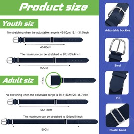 Hercicy 12 Pcs Baseball Belts Softball Belts Bulk for Adult and Youth Belts Football Belt Adjustable for Boys and Girls(Navy Blue, 45.7'')