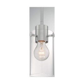Nuvo 60/7170 Sommerset 1-Light Mini Pendant Fixture with Clear Glass, Brushed Nickel Finish