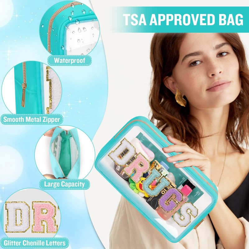 izuzta - Bolsa de maquillaje con parche de chenilla, con