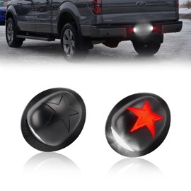 Gempro LED License Plate Tag Lights Assembly Compatible with Ford F150 F250 F350 F450 F550 Superduty Bronco Excursion Expedition Explorer Star Series Lamps 6500K Smoked 2PC