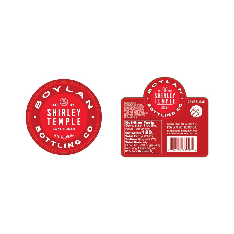 Boylan Shirley Temple craft soda 4PK-12oz glass bottles
