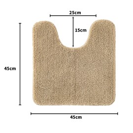 MIULEE Bath Mat, Non-Slip, Absorbent, Decorative, U-Shaped Floor Mat for the Hallway, Living Room, Bathroom, Toilet, 1 Piece, 45 x 45 cm, Beige