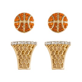 Sport Ball Stud Earrings for Women Golf Baseball Glove Basketball Tennis Football Game Day Earrings Fashion Sports Fan Jewelry, Small, Alloy Steel, No Gemstone
