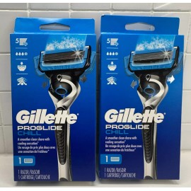 Gillette Proglide Chill Men's Razor, Handle and 1 Blade Refill - NEW Pack of 2