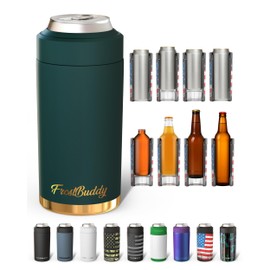 Frost Buddy Universal Buddy Can Cooler - Fits All - For Regular 12 & 16 oz or Slim-Size Bottles - Insulated Double-Walled Stainless Steel (Emerald Elegance)