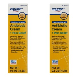 2 Pz Crema Equate Antibiotic + Alivio De Dolor 14.2 G Neutra