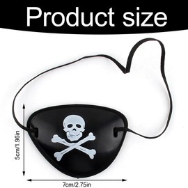 UEAVOID Pirate Eye Patch Skull Eye Mask 3D Elastic Adjustable Plastic Eye Mask for Children's Birthday Parties Pirate Theme Parties Performance Props Pack of 10
