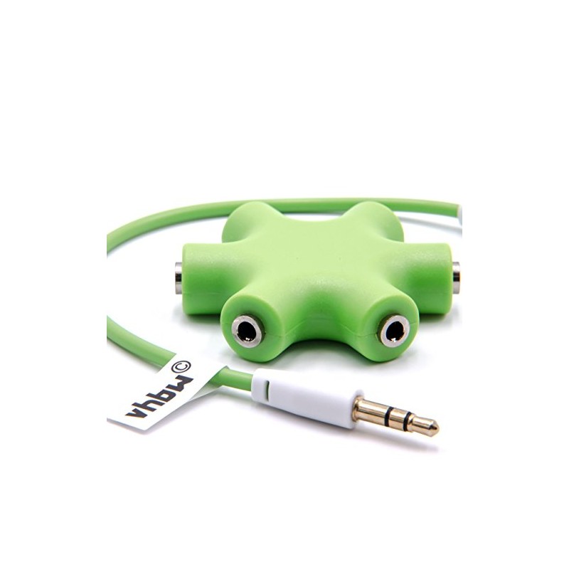 vhbw Audio Splitter 5-Way Jack Splitter AUX Green Compatible with