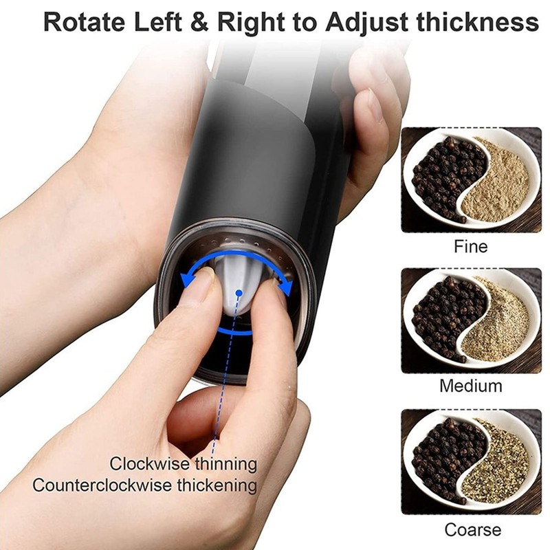 Electric Pepper Grinder Stainless Steel Wireless Visual Pepper Salt Grinder
