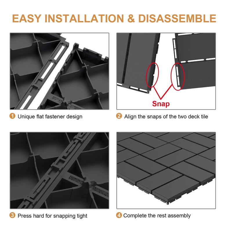 Goovilla Plastic Interlocking Deck Tiles, 9 Pack Outdoor Patio Flooring,
