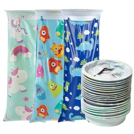 ESYFOR Kotztüten Auto Kinder Erwachsene 1500ML, 18pcs Spuckbeutel mit Ring Hochdichte Auslaufsicher Spucktüten Niedliche Muster Brechbeutel für Erbrechen, Übelkeit,Unterwegs,Auto,Reiseübelkeit