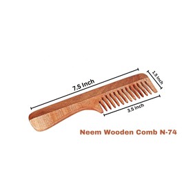 SVATV Handcrafted Neem Wood Comb N-74 (7" 2")