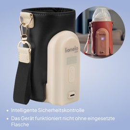 LIONELO Thermup Go Evo Portable Baby Bottle Warmer, Keeps Liquids Warm, 5 Operating Temperatures from 38 to 50°C, USB-C Charging, Up to 9 Hours Operation, LCD Display