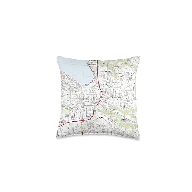 Renton WA Map (2017) Throw Pillow