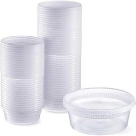 Concession Essentials Deli Food Container, 8 Oz, Clear PP Plastic, Round, BPA-Free, Microwavable, 20 Cups with Lids