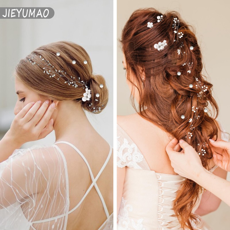 JIEYUMAO 12Pcs Bridal Hair Accessories, 19.7 Inch Wedding Hair Accessories