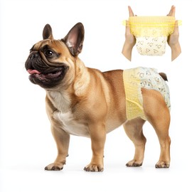 FurVeluxia Pull Up Dog Diapers Female with Stretchy Waist(S,60PCS), Disposable Super Absorbent Leak-Proof Doggy Diapers, Full Wrap Puppy in Heat Period, Elderly, Disabled