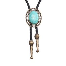 GelConnie Mens Bolo Tie Gold Bolo Bow Tie Turquoise Bolo Tie Necklace American Indian Western Bolo Tie for Women,Men
