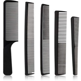 Peine de corte de pelo de 5 piezas, peine de peluquería de dientes finos, juego de peine de carbono antiestático, resistente al calor, peine cónico pa