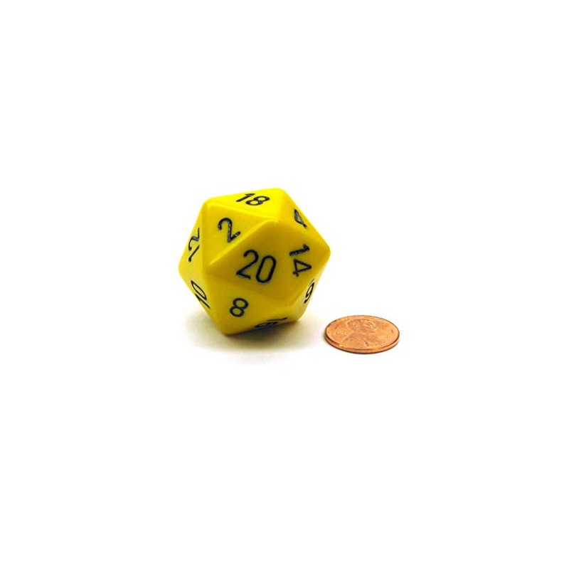 Jumbo d20 Counter - Opaque 34mm Dice: Yellow with Black