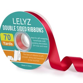 Double Faced Satin Ribbon Red,1" x 70 Yards Polyester Solid Fabric Ribbons Roll for Crafts,Gift Wrapping,Birthday Party Wedding Decorations,Hair Bows,Sewing,Invitation Cards, Flower, Christmas