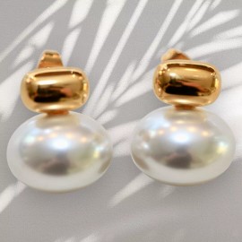 Unbranded Laney 18K Gold Plated Faux Pearl Earrings - Waterproof & Hypoallergenic Jewelry