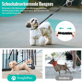 Pack of 2 Tangle-Free Elastic Dog Leads, No Tangled Double Dog Training Lead, Reflective Elastic Lead, Black