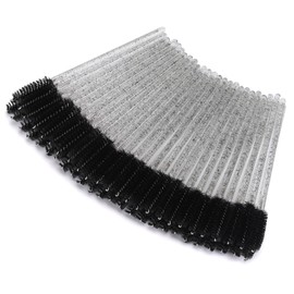 Tbestmax 50 Pcs Disposable Mascara Wands, Crystal Eyebrow Spoolies Brush for Eyelash Extensions, Black Eye Lash and Makeup Brush