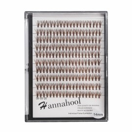 Hannahool -Large Tray Handmade 20Roots Brown Cluster Eyelashes Thickness 0.07mm D Curl Individual False Eyelashes 3D Volume Eye Lashes Extensions Makeup Tools 10-20mm Available (11mm)