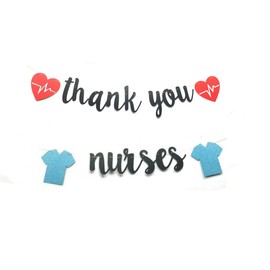 Black Thank You Nurses Banner Nurse Appreciation Week Party Decorations - Thank You Nursing Medical Doctor Nurses Party DecorPre-Strung (Black)