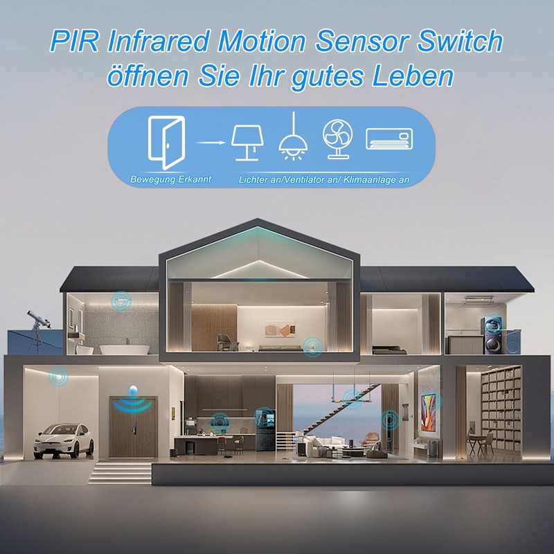 ASOFTY Motion Sensor with Socket, Infrared Wireless Motion Sensor, Adjustable