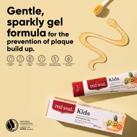 Red Seal Kids Toothpaste - Tutti Frutti Flavor, Fluoride Free, No Synthetic Colors, Paraben & SLS-Free, Vegan, Cruelty-Free, NATRUE Certified - Ideal for Parents Seeking Natural Oral Care, 2.47oz | RED SEAL