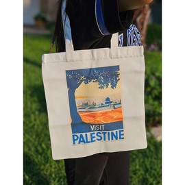 Palestine Canvas Tote Bags - 6 Unique Styles to Choose From - Style: F - Visit Pali tote