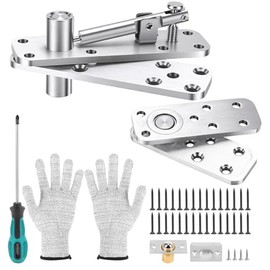 Bisagra oculta para puerta con rotación de 360 ​​grados, Bisagra oculta para puerta de 570 libras, bisagra de pivote oscilante de hardware para de madera y secreta (Plata)