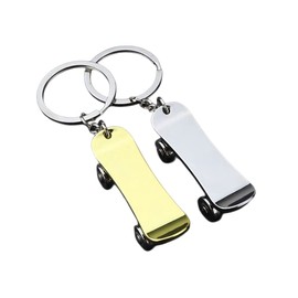 BJH Skateboard Pendant Key Ring Skateboard Shape Keychain Pack of 2 (Gold, Silver), Gold, silver