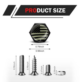 SLIMI 4 PCS License Plate Bolt, License Plate Bolts Decorative Covers, American Flag License Plate Screws, Anti-Rust and Anti-Theft License Plate Screw Fasteners, Universal Cars Motorcycle (Black)