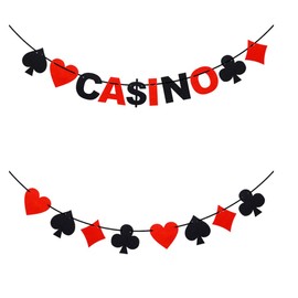 2 Pieces Banner Poker Game Banner Party Decoration Favors Las Vegas Theme Party Accessories 2m