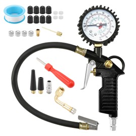 TNSLAND Digital Air Pressure Gauge Tyre Inflator, 220 PSI Tyre Pressure Gauge, Multifunction Tyre Pressure Gauge, Compressor Accessories with Valve Core Tool, Tyre Inflator Calibrated Black