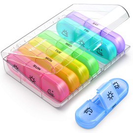 AUVON Weekly Pill Organizer 3 Times a Day, Large 7 Day Pill Box 3 Times a Day with Separate Container, Portable Pill Case for Medication, Vitamins, Fish Oil and Supplements