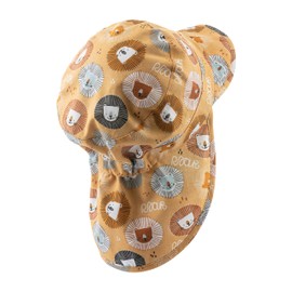 Sterntaler Peaked Cap Neck Lion Heads, Safari Hat Made of Cotton with Neck Protection, Baby and Children's Sun Hat, Lining Made of Batiste (Organic), Unisex Summer Headpiece, Golden Brown, 55
