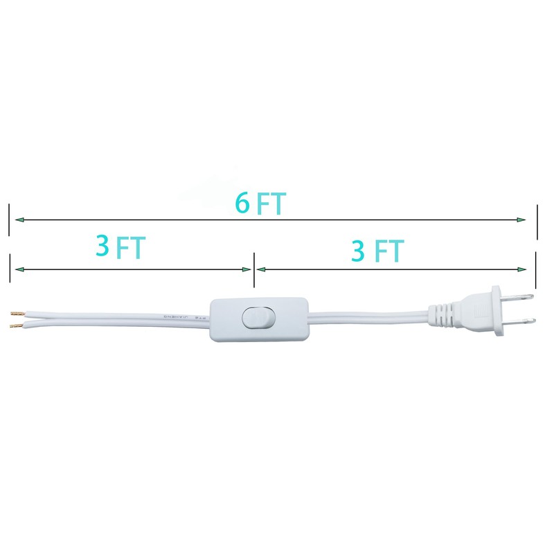 Lamp Cord with Switch Plug, 2 Prong Extension Cord 6
