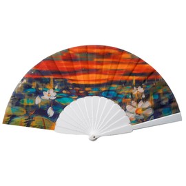Salutto Hand Fan with Famous Painting Van Gogh & Gustav Klimt & Monet Painted Beautiful Fabric 2
