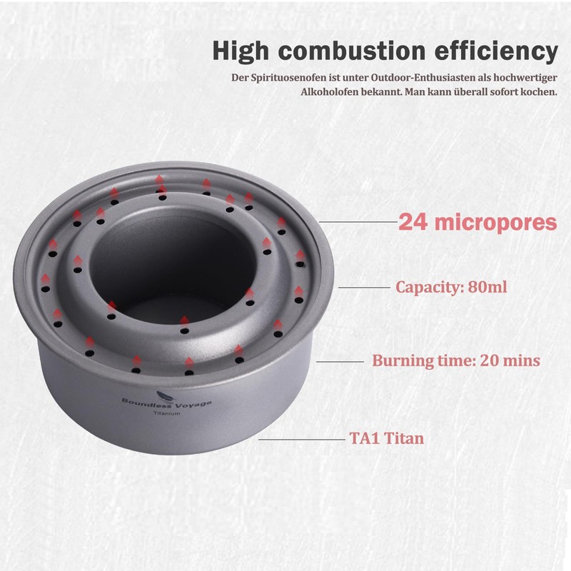 Boundless Voyage Camping Alcohol Stove Ultralight Titanium Wood Stove Outdoor