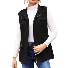 Beyove Womens Lightweight Sleeveless Military Anorak Long Vest Light Summer Jacket